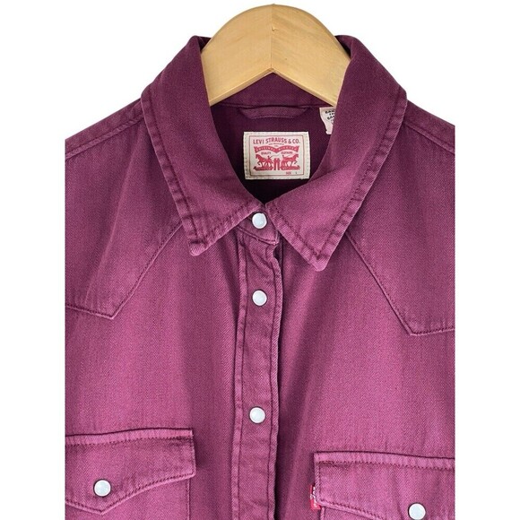 Levi's Women's Ultimate Western Cowgirl Pearl Snap Shirt Windsor Wine Size XXL - Picture 4 of 13